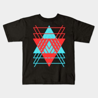 Abstract design Monochromatic blue and red Inverse triangles Geometric design. Kids T-Shirt